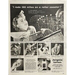 Universal "Woman on the Run" Ann Sheridan uses Jergens Lotion" Vtg Print Ad 1951